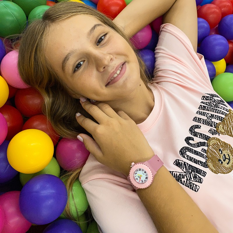 Детские часы Better 004 Pink-White с розовым силиконовым ремешком и кварцевым механизмом