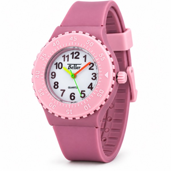 Детские часы Better 004 Pink-White с розовым силиконовым ремешком и кварцевым механизмом