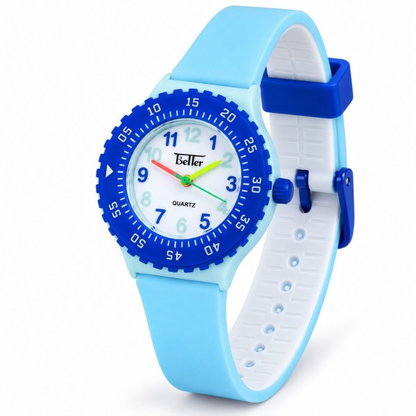 Детские часы Better 004 Blue-White кварцевые со стрелочным циферблатом и силиконовым ремешком