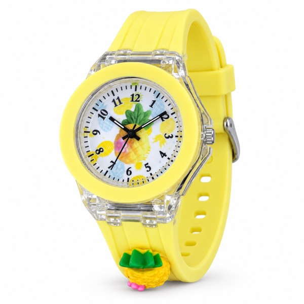 Детские часы Better 005 Pineapple Yellow-White кварцевые с желтым силиконовым ремешком