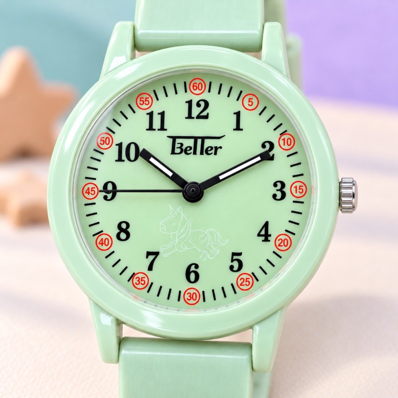 Детские часы Better 006 Unicorn Green с кварцевым механизмом и силиконовым ремешком
