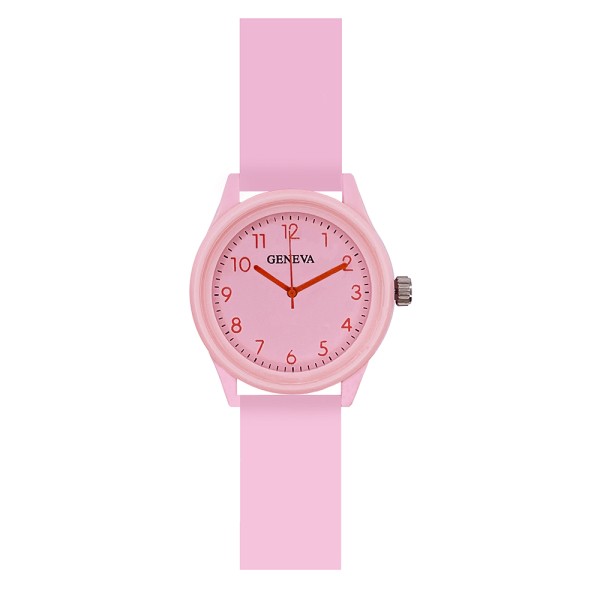 Детские часы Geneva 001 Light Pink (1184-0066) с розовым силиконовым ремешком