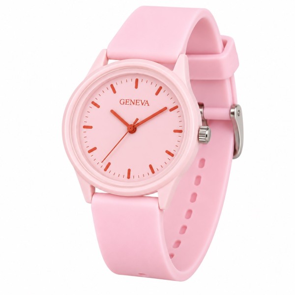 Дитячий годинник Geneva 002 All Pink (1184-0068) з силіконовим ремінцем та кварцовим механізмом