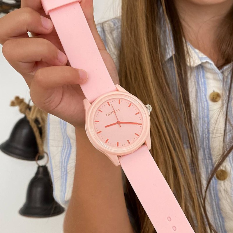 Детские часы Geneva 003 Gradient Light Pink с розовым силиконовым ремешком и кварцевым механизмом