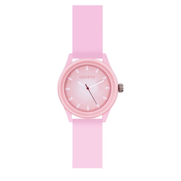 Детские часы Geneva 003 Gradient Light Pink с розовым силиконовым ремешком и кварцевым механизмом