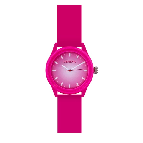 Детские часы Geneva 003 Gradient Pink с розовым силиконовым ремешком и кварцевым механизмом