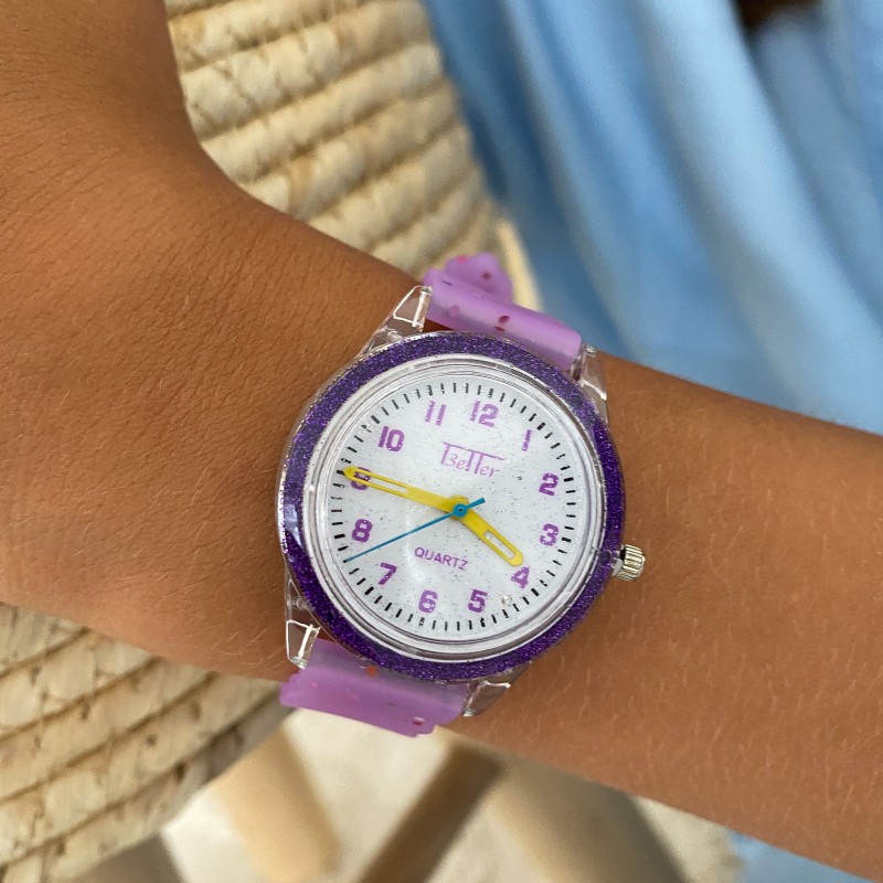 Детские часы Better 008 Shine Purple-White кварцевые для девочек с силиконовым ремешком
