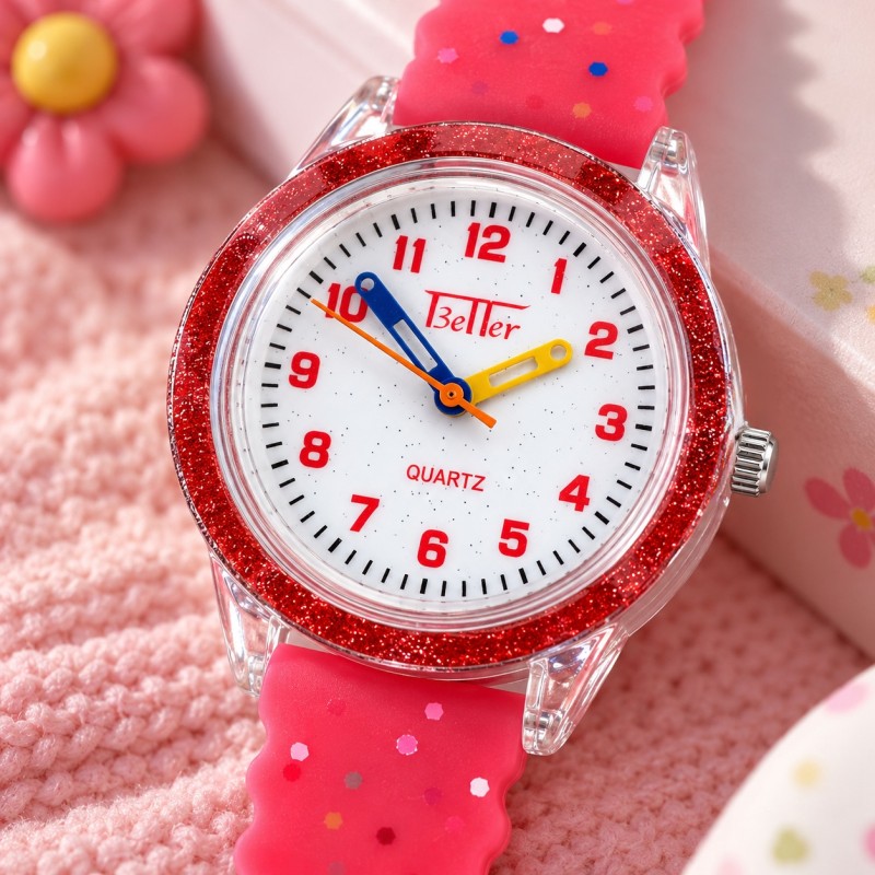 Детские часы Better 008 Shine Red-White с силиконовым ремешком и кварцевым механизмом