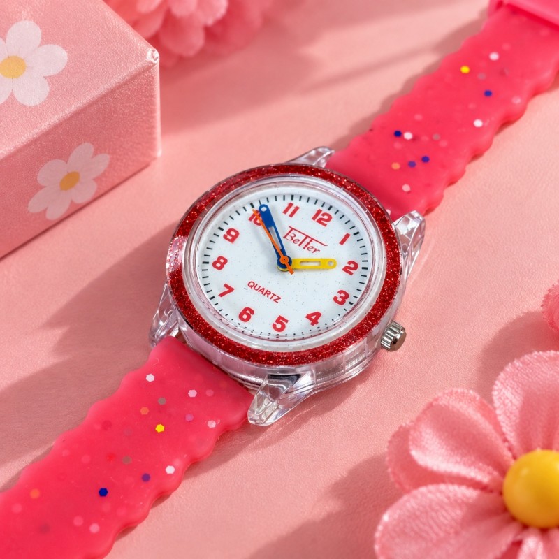 Детские часы Better 008 Shine Red-White с силиконовым ремешком и кварцевым механизмом