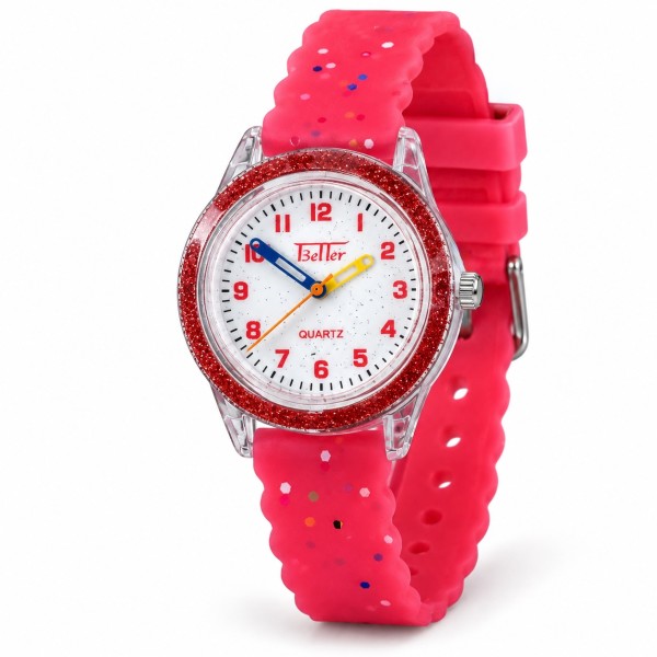 Детские часы Better 008 Shine Red-White с силиконовым ремешком и кварцевым механизмом