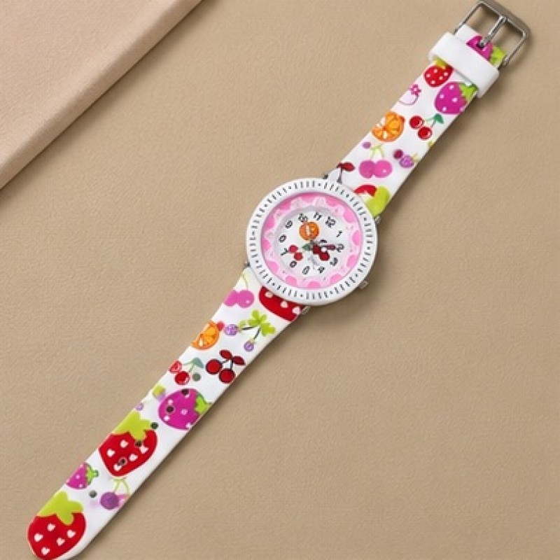 Детские часы Better 009 Fruits White-Pink с силиконовым ремешком и кварцевым механизмом