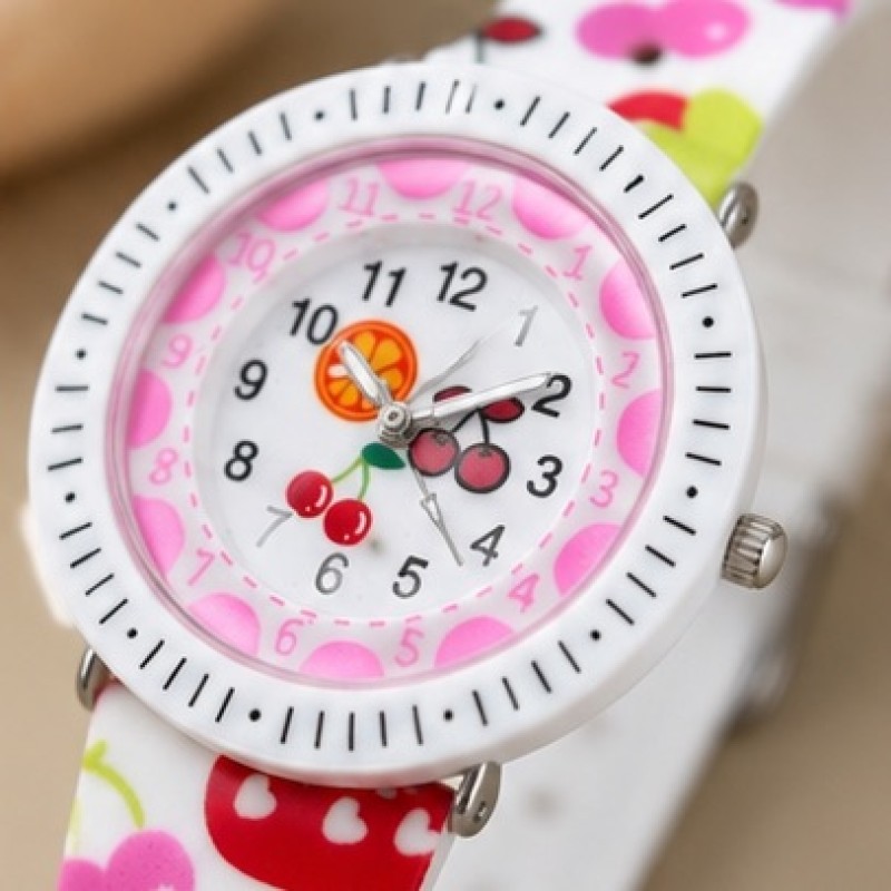 Детские часы Better 009 Fruits White-Pink с силиконовым ремешком и кварцевым механизмом