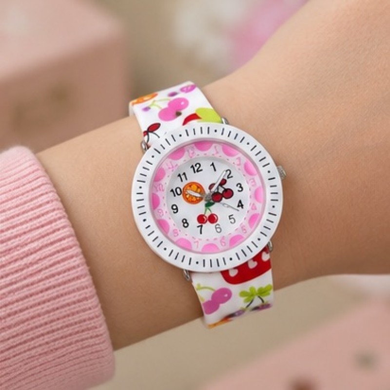 Детские часы Better 009 Fruits White-Pink с силиконовым ремешком и кварцевым механизмом