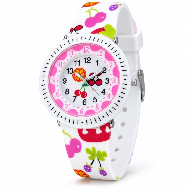Детские часы Better 009 Fruits White-Pink с силиконовым ремешком и кварцевым механизмом