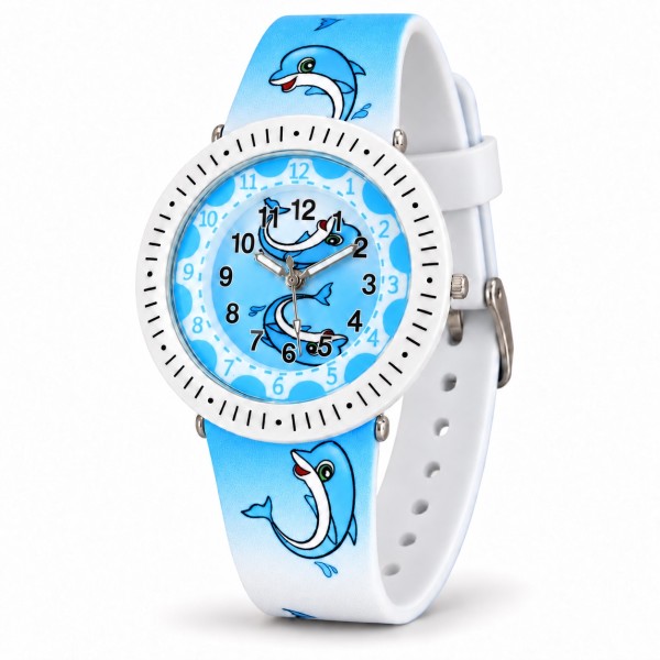 Детские часы Better 009 Dolphin White-Blue с кварцевым механизмом и силиконовым ремешком