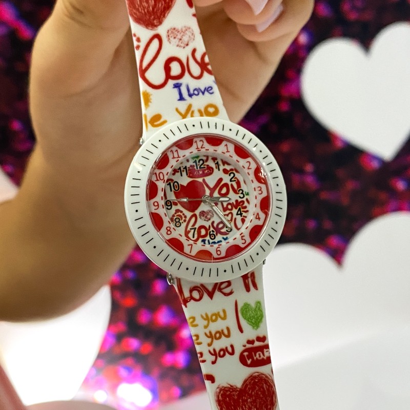 Дитячий годинник Better 009 Love White-Red для дівчаток, кварцовий зі стрілочним циферблатом