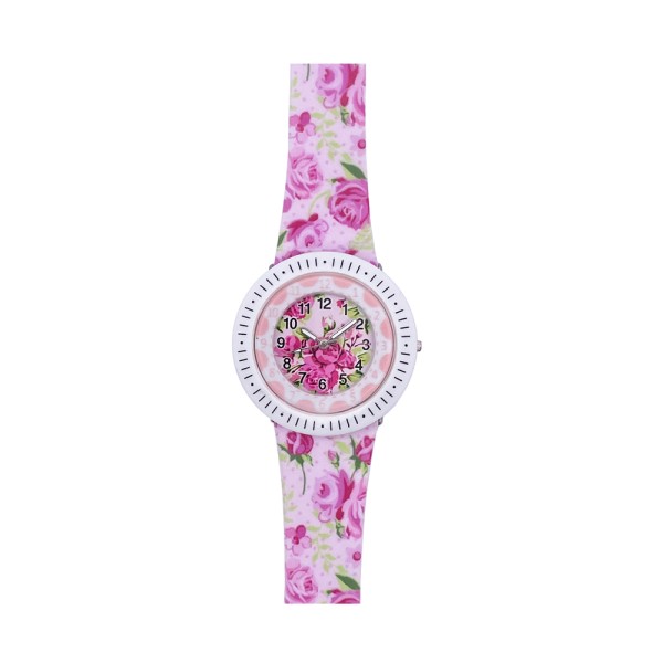 Детские часы Better 009 Roses White-Pink с кварцевым механизмом и силиконовым ремешком