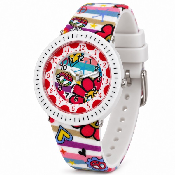 Детские часы Better 009 Rainbow Joy White-Red с кварцевым механизмом и силиконовым ремешком