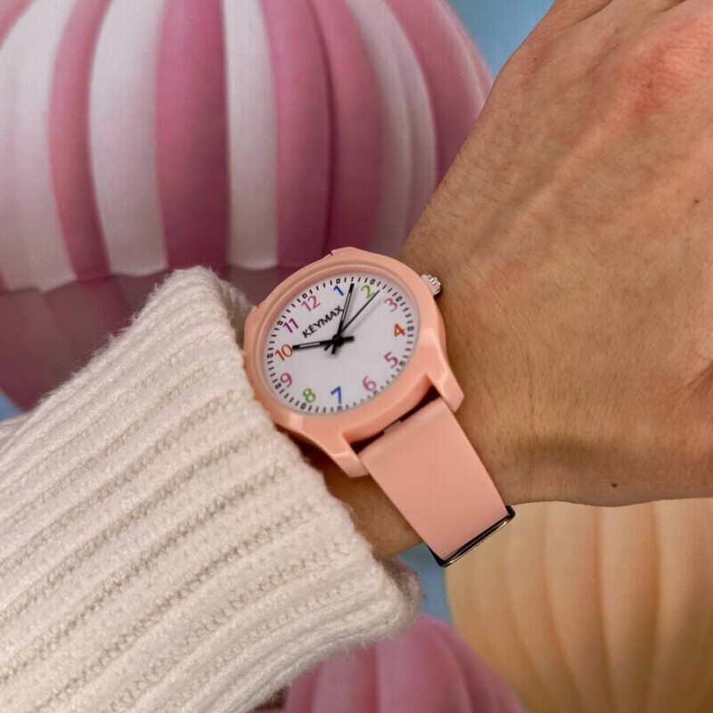 Детские часы Better Keymax Light Pink 1184-0137 с розовым силиконовым ремешком