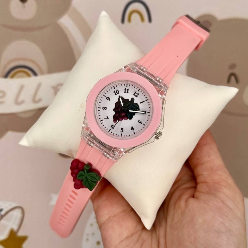 Детские часы Better 005 Grape Pink-White — кварцевые розовые часы для девочек с силиконовым ремешком