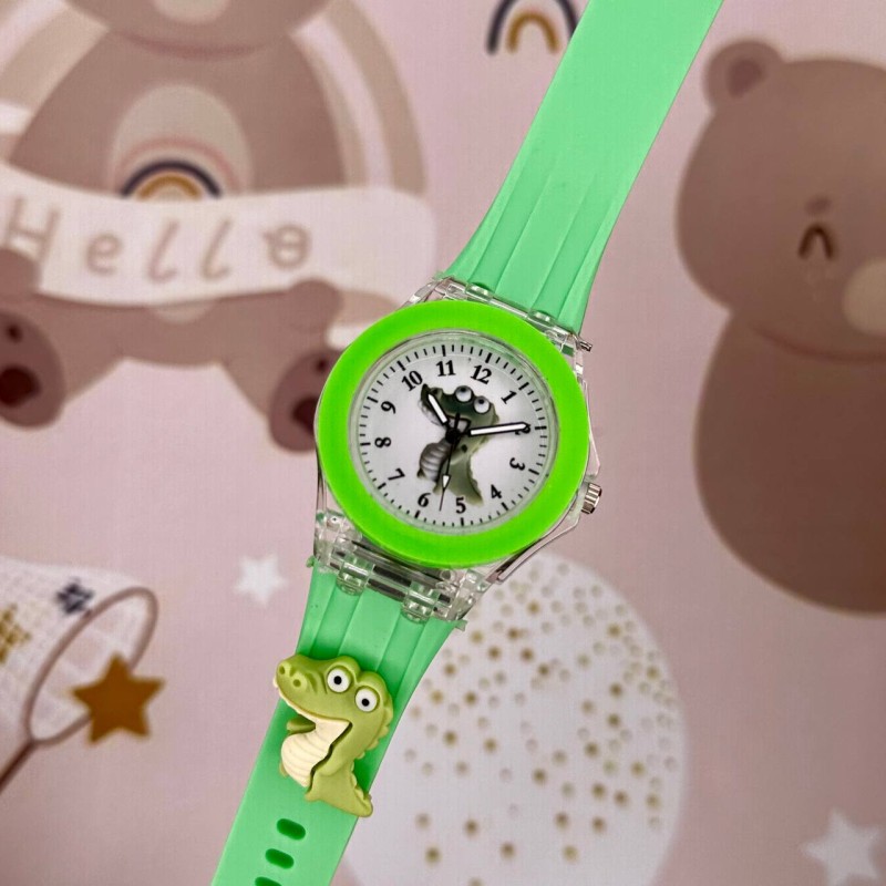 Детские часы Better 005 Crocodile Green-White с кварцевым механизмом и силиконовым ремешком