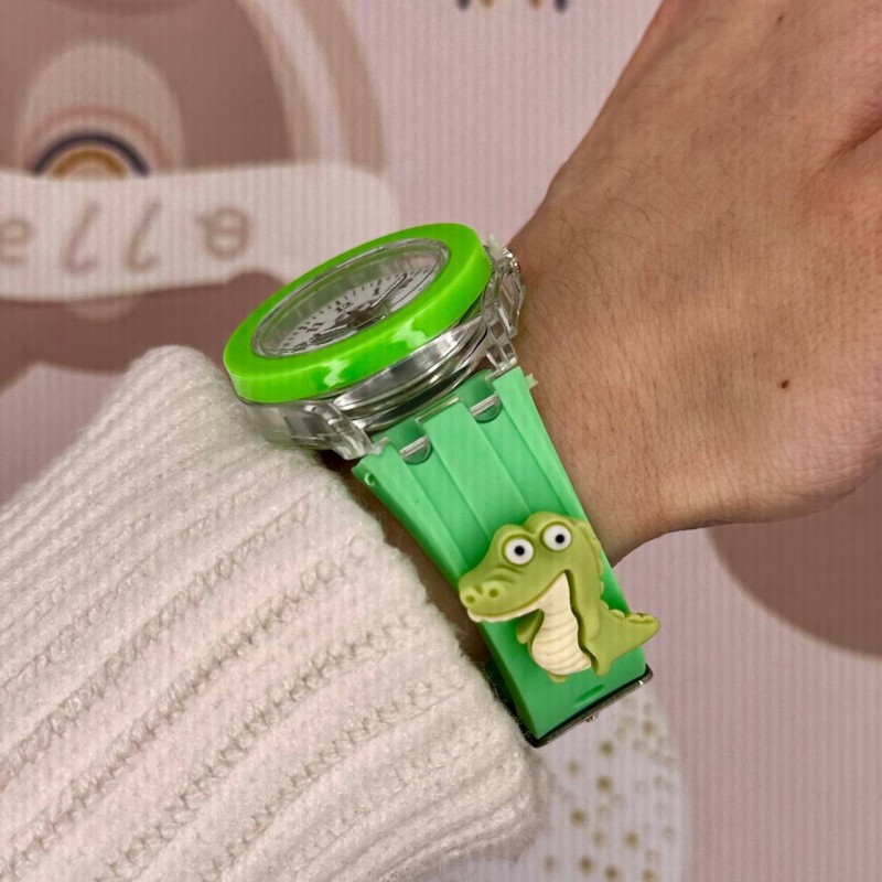 Детские часы Better 005 Crocodile Green-White с кварцевым механизмом и силиконовым ремешком