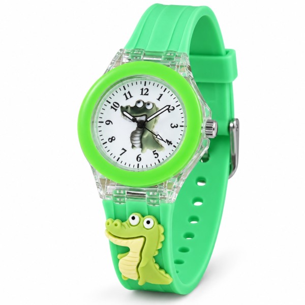 Детские часы Better 005 Crocodile Green-White с кварцевым механизмом и силиконовым ремешком