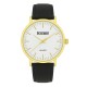 Мужские часы Featurely 0205 Gold-White, кварцевый механизм, черный ремешок (1184-0309)