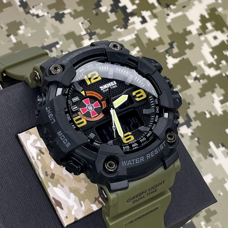 Чоловічий тактичний годинник Patriot 002AGSU ЗСУ з комбінованим циферблатом та водозахистом 5 ATM