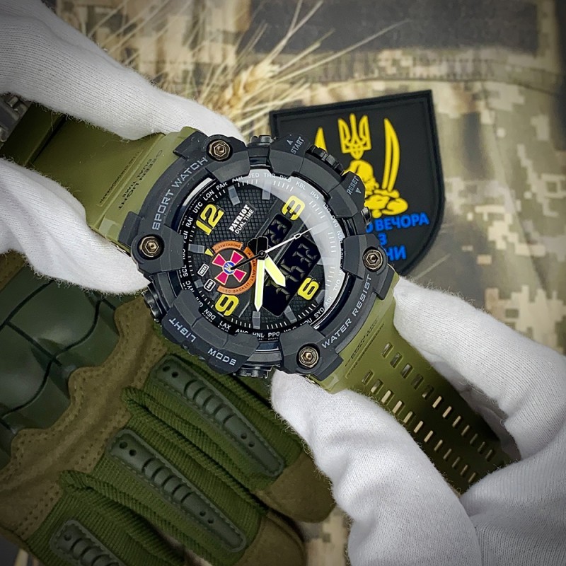 Чоловічий тактичний годинник Patriot 002AGSU ЗСУ з комбінованим циферблатом та водозахистом 5 ATM