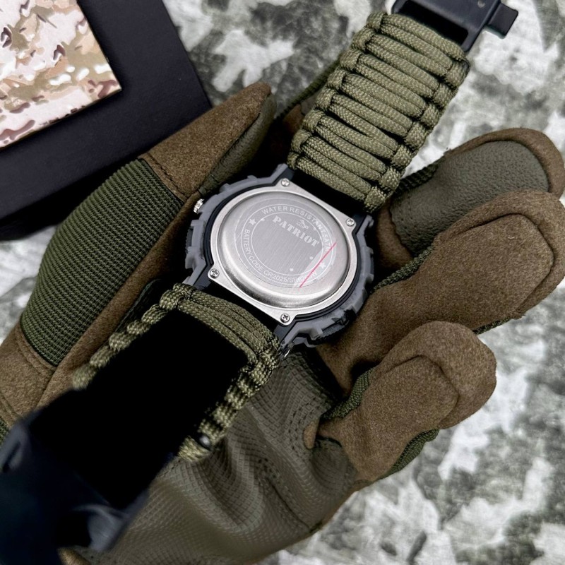 Чоловічий тактичний годинник Patriot 005CMGYSU ЗСУ з паракордовим ремінцем та компасом
