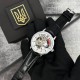 Жіночий механічний годинник Patriot 022 Silver-Black Вільна бо Українка, сріблястий корпус та чорний ремінець