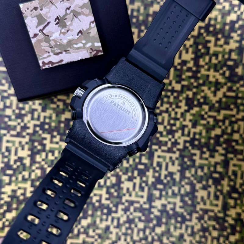 Чоловічий спортивний годинник Patriot 012RD Black-Red з комбінованим циферблатом та водозахистом 5 ATM