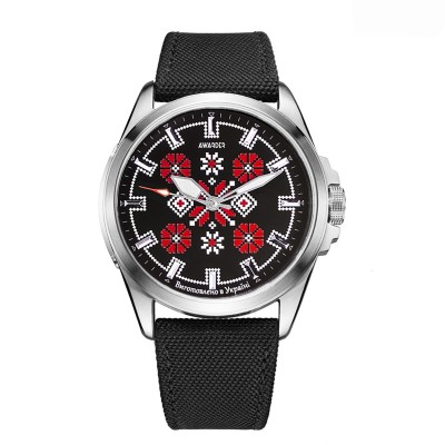 Годинник наручний Awarder 041 Embroidery Silver-Red Black Battery 10ATM
