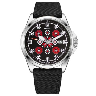 Годинник наручний Awarder 040 Embroidery Silver-Red Black Automatic 10ATM