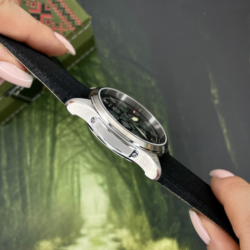 Мужские часы Awarder 041 Embroidery Silver-Green Black Battery 10ATM с сапфировым стеклом