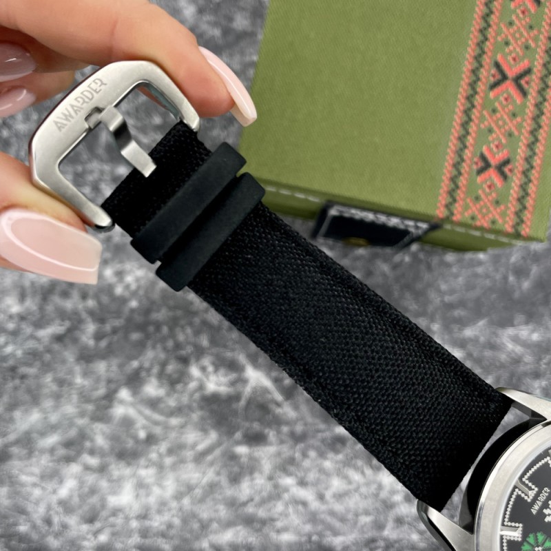 Чоловічий механічний годинник Awarder 040 Embroidery Silver-Green Black Automatic з сапфіровим склом 10ATM