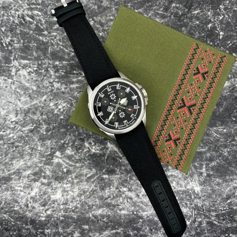 Мужские часы Awarder 041 Embroidery Silver-Army Green Black с сапфировым стеклом и водозащитой 10ATM