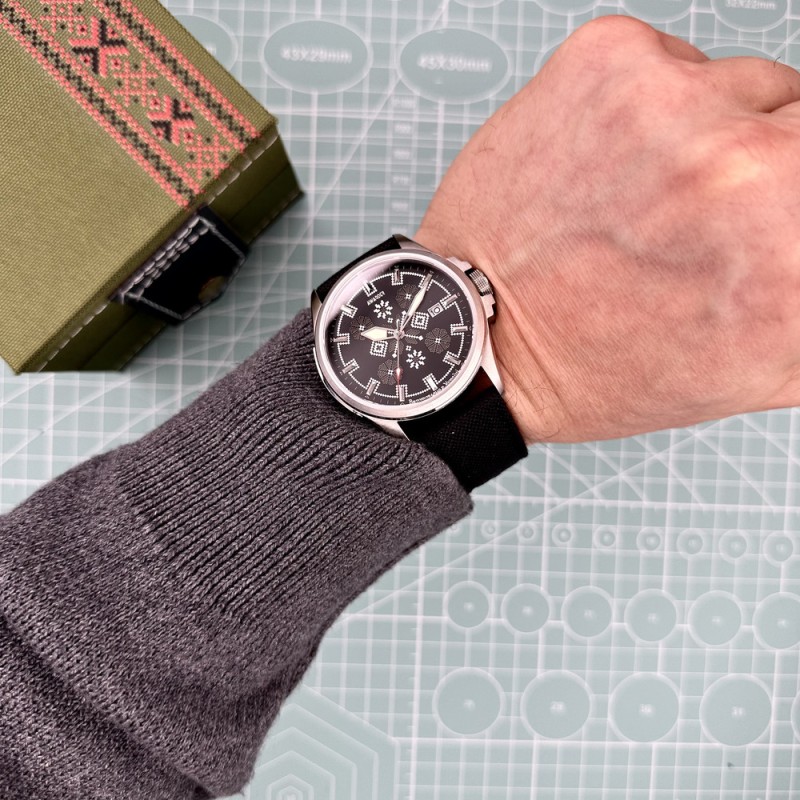 Чоловічий механічний годинник Awarder 040 Embroidery Silver-Army Green Black Automatic з сапфіровим склом 10ATM