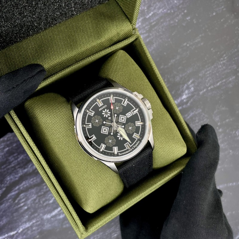 Чоловічий механічний годинник Awarder 040 Embroidery Silver-Army Green Black Automatic з сапфіровим склом 10ATM