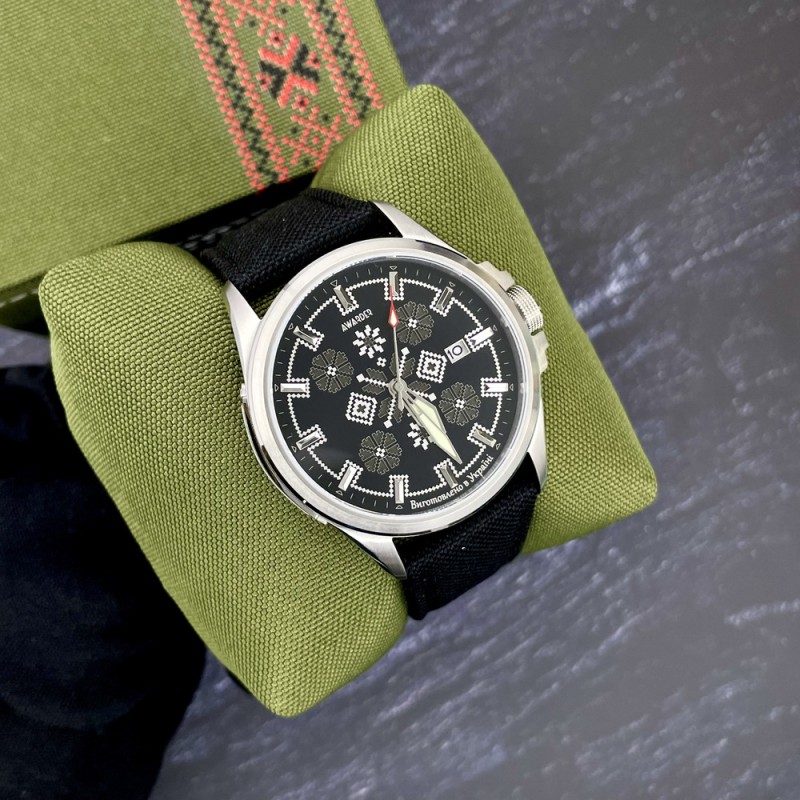 Чоловічий механічний годинник Awarder 040 Embroidery Silver-Army Green Black Automatic з сапфіровим склом 10ATM
