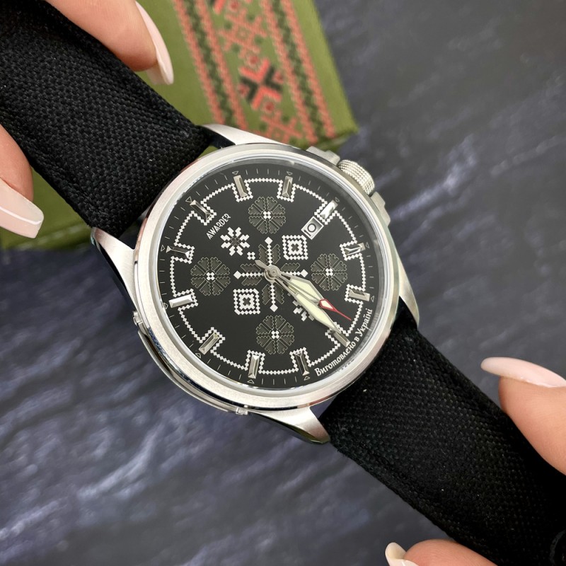 Чоловічий механічний годинник Awarder 040 Embroidery Silver-Army Green Black Automatic з сапфіровим склом 10ATM