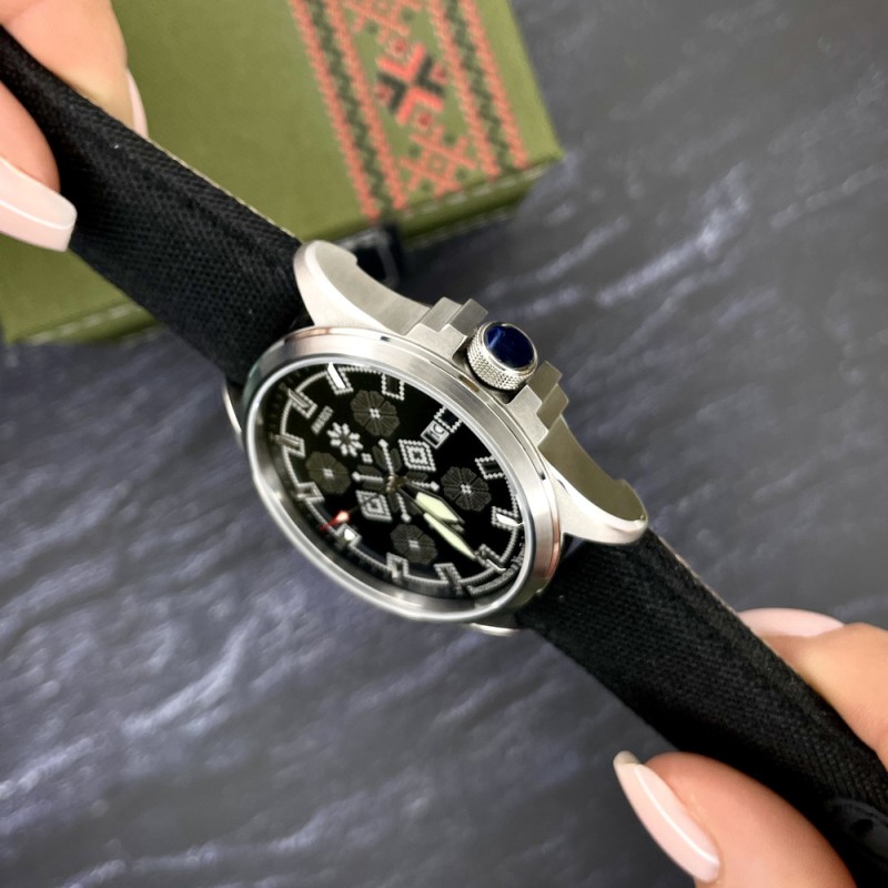 Чоловічий механічний годинник Awarder 040 Embroidery Silver-Army Green Black Automatic з сапфіровим склом 10ATM