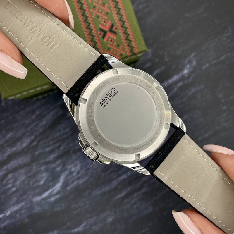 Чоловічий механічний годинник Awarder 040 Embroidery Silver-Army Green Black Automatic з сапфіровим склом 10ATM