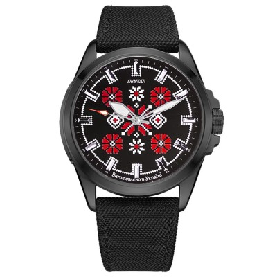 Годинник наручний Awarder 041 Embroidery Black-Red Black Battery 10ATM