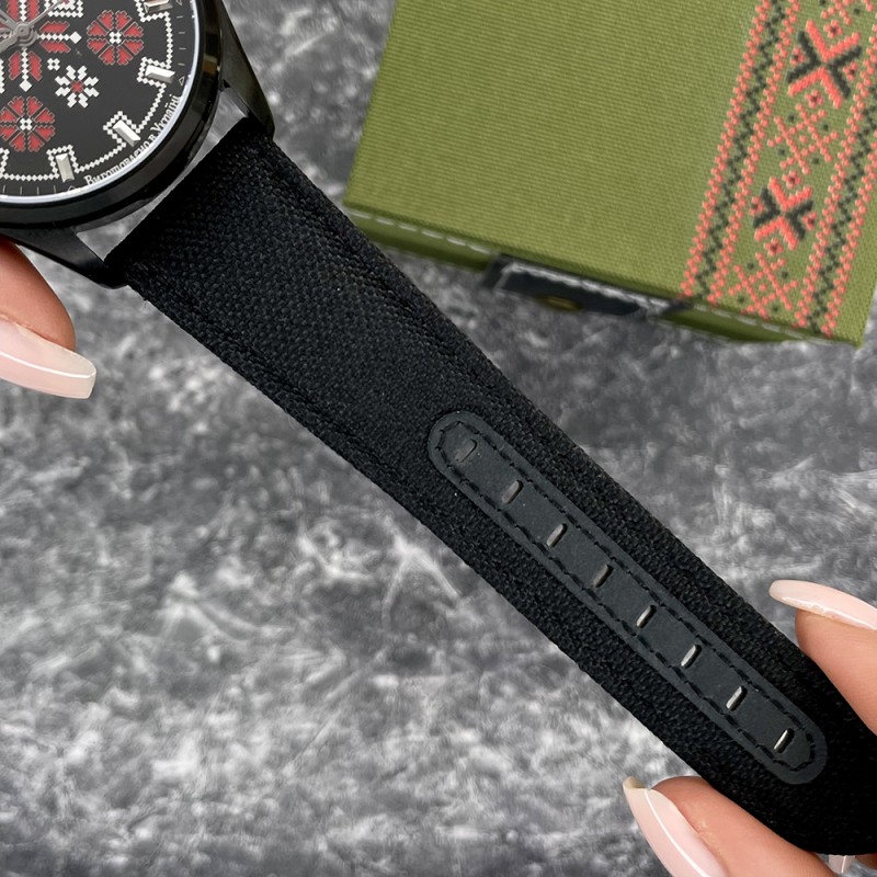 Чоловічий механічний годинник Awarder 040 Embroidery Black-Red Black Automatic з сапфіровим склом 10ATM