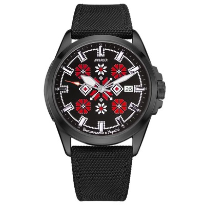 Годинник наручний Awarder 040 Embroidery Black-Red Black Automatic 10ATM