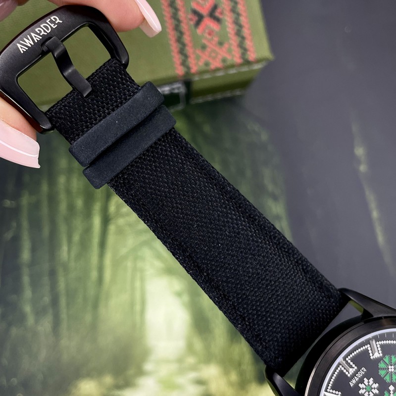 Мужские часы Awarder 041 Embroidery Black-Green с сапфировым стеклом и водозащитой 10ATM