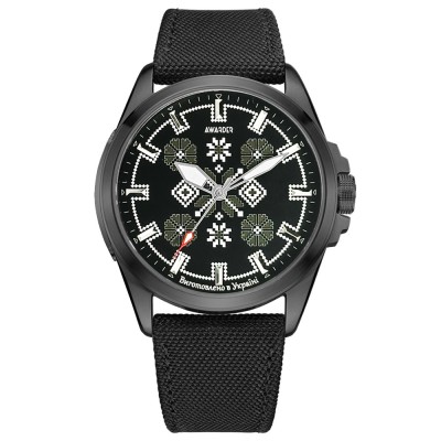 Годинник наручний Awarder 041 Embroidery Black-Army Green Black Battery 10ATM