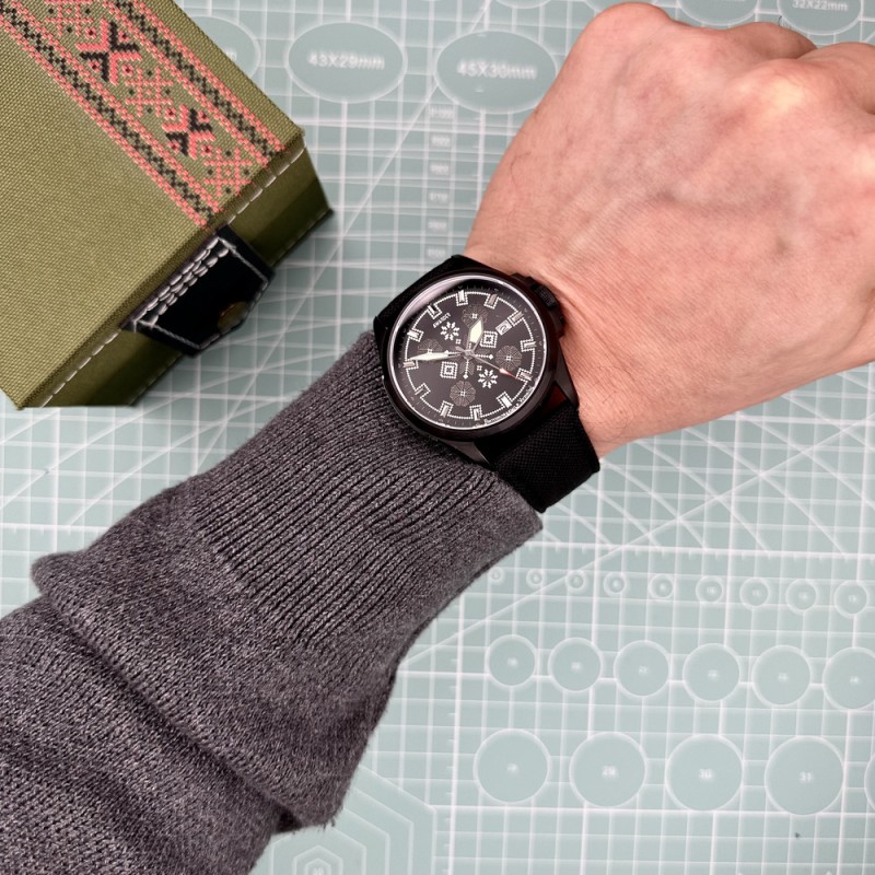 Чоловічий годинник Awarder 040 Embroidery Black-Army Green Black Automatic з сапфіровим склом